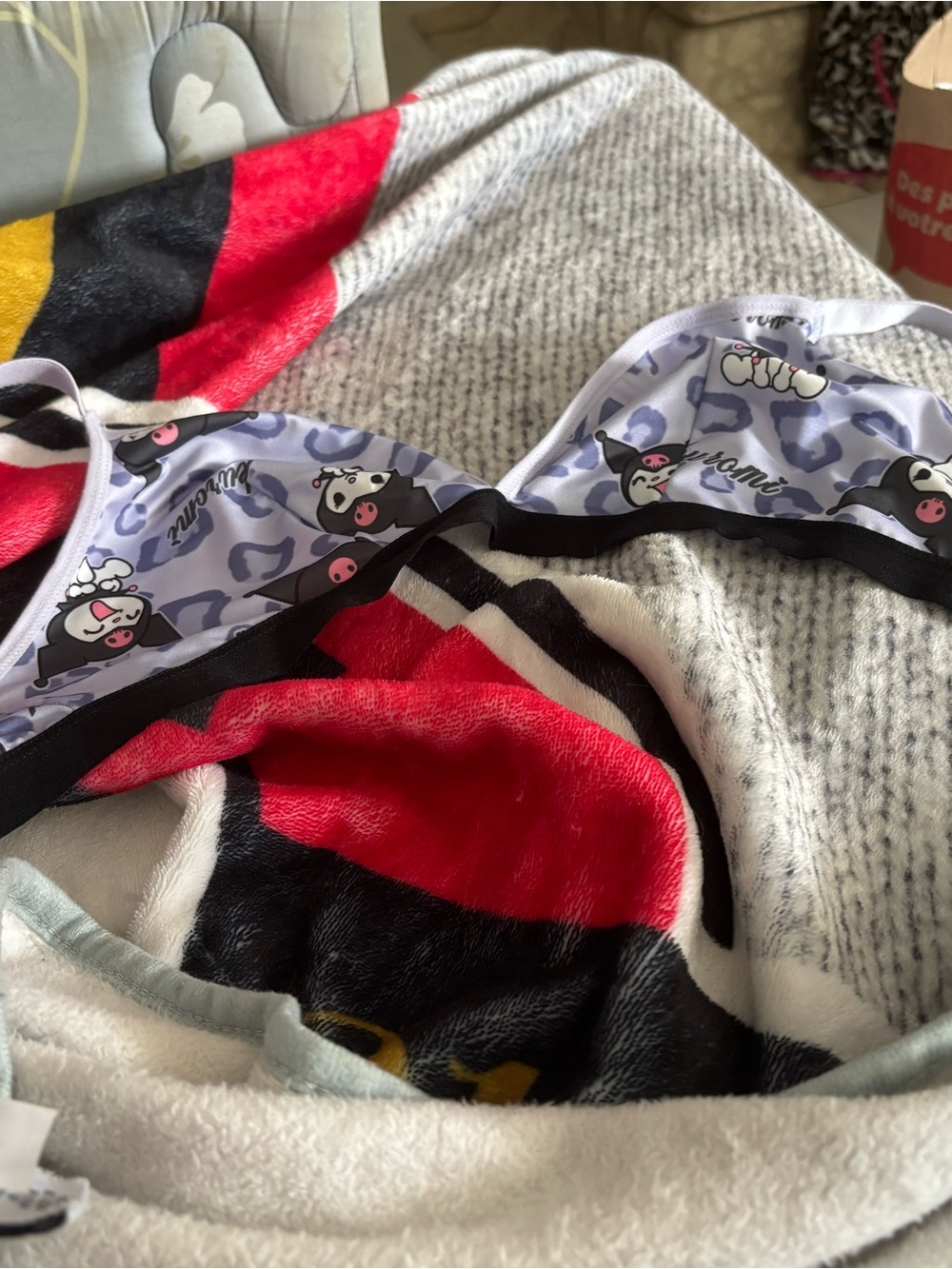 Cute Cow Print Bralette in Lavender and Black Trim